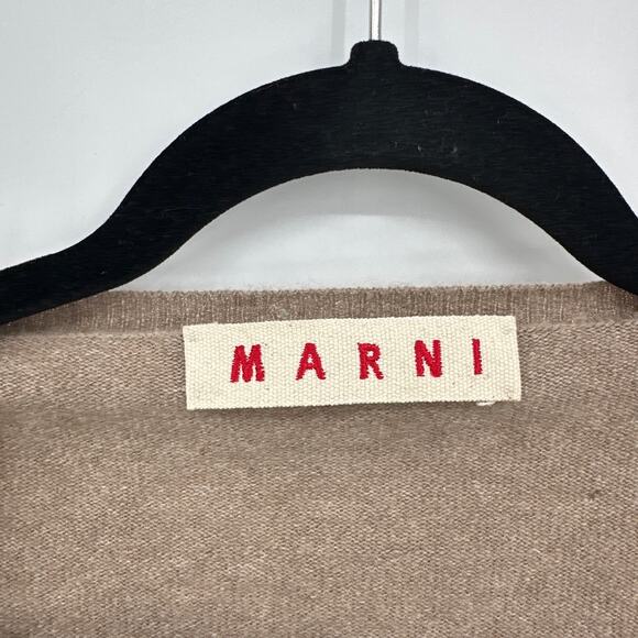 Marni 100% Cashmere Tan Open Front Cardigan Sweater Size 42/ US 10 - Picture 2 of 8